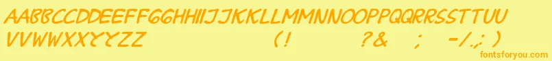 BPraharaThTlsnTgnItalic-Schriftart – Orangefarbene Schriften auf gelbem Hintergrund