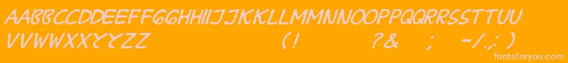 BPraharaThTlsnTgnItalic Font – Pink Fonts on Orange Background