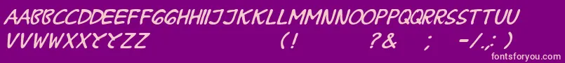 BPraharaThTlsnTgnItalic Font – Pink Fonts on Purple Background