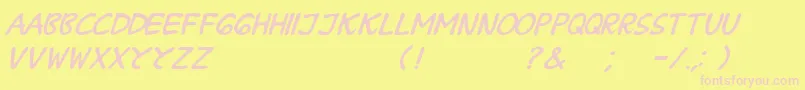 BPraharaThTlsnTgnItalic Font – Pink Fonts on Yellow Background