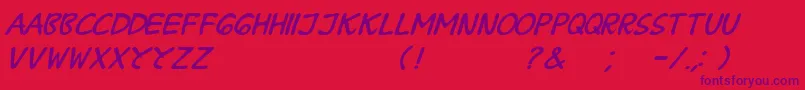 Czcionka BPraharaThTlsnTgnItalic – fioletowe czcionki na czerwonym tle