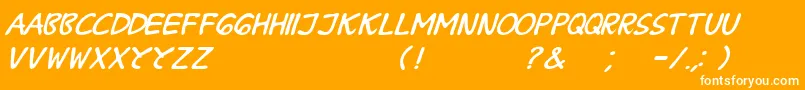 BPraharaThTlsnTgnItalic Font – White Fonts on Orange Background