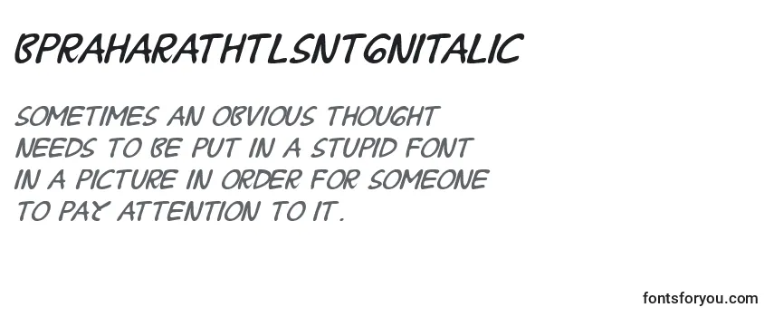 Review of the BPraharaThTlsnTgnItalic Font