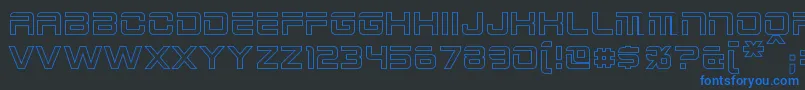 フォント2015CruiserHollow – 黒い背景に青い文字