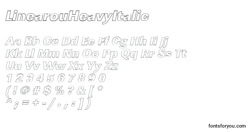 Schriftart LinearouHeavyItalic – Alphabet, Zahlen, spezielle Symbole