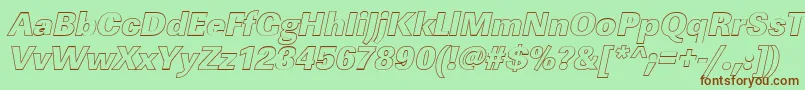 Weitere Informationen zur LinearouHeavyItalic-Schriftart LinearouHeavyItalic-Schriftart – Braune Schriften auf grünem Hintergrund