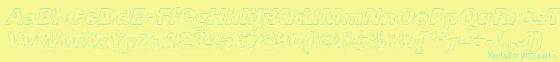 LinearouHeavyItalic Font – Green Fonts on Yellow Background