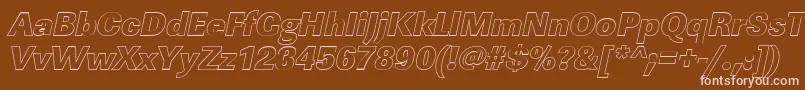 Lisätietoja LinearouHeavyItalic-fontista LinearouHeavyItalic-fontti – vaaleanpunaiset fontit ruskealla taustalla