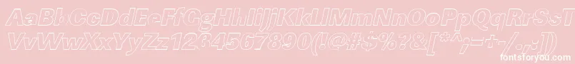 Fonte LinearouHeavyItalic – fontes brancas em um fundo rosa