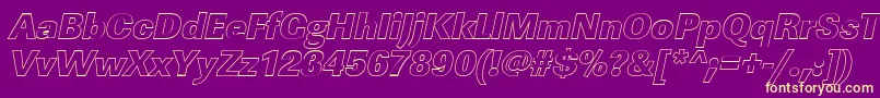 LinearouHeavyItalic-Schriftart – Gelbe Schriften auf violettem Hintergrund