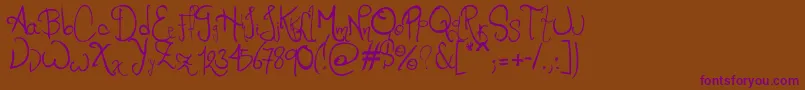 RomFtl2-fontti – violetit fontit ruskealla taustalla