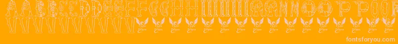 LibraryOfMinerva9thC. Font – Pink Fonts on Orange Background