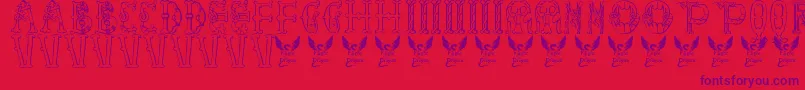 LibraryOfMinerva9thC. Font – Purple Fonts on Red Background