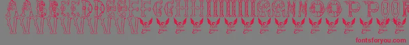 LibraryOfMinerva9thC.-Schriftart – Rote Schriften auf grauem Hintergrund