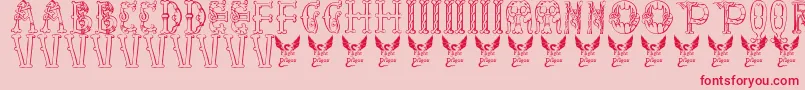 LibraryOfMinerva9thC. Font – Red Fonts on Pink Background