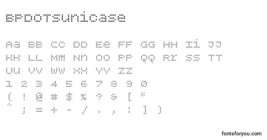 Schriftart Bpdotsunicase – Alphabet, Zahlen, spezielle Symbole