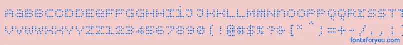 Bpdotsunicase-Schriftart – Blaue Schriften auf rosa Hintergrund