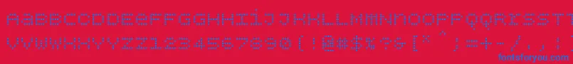 フォントBpdotsunicase – 赤い背景に青い文字