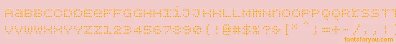 フォントBpdotsunicase – オレンジの文字がピンクの背景にあります。