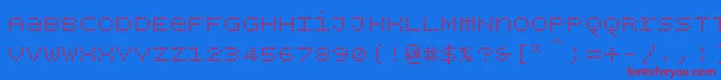 Bpdotsunicase Font – Red Fonts on Blue Background