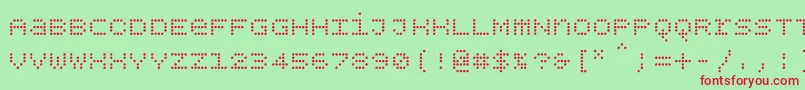 Bpdotsunicase-Schriftart – Rote Schriften auf grünem Hintergrund
