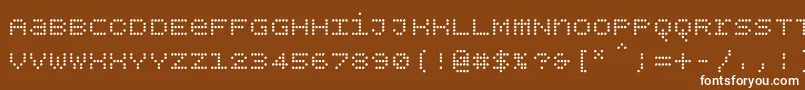 フォントBpdotsunicase – 茶色の背景に白い文字