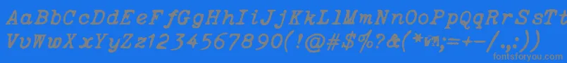 Fonte OceansideTypewriter – fontes cinzas em um fundo azul