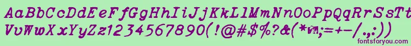 OceansideTypewriter Font – Purple Fonts on Green Background