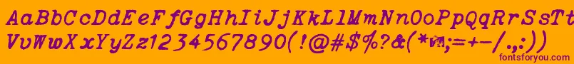 OceansideTypewriter-Schriftart – Violette Schriften auf orangefarbenem Hintergrund