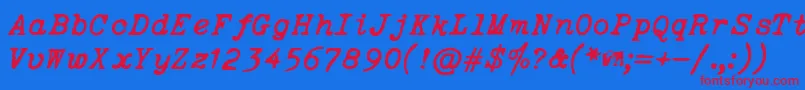 OceansideTypewriter Font – Red Fonts on Blue Background
