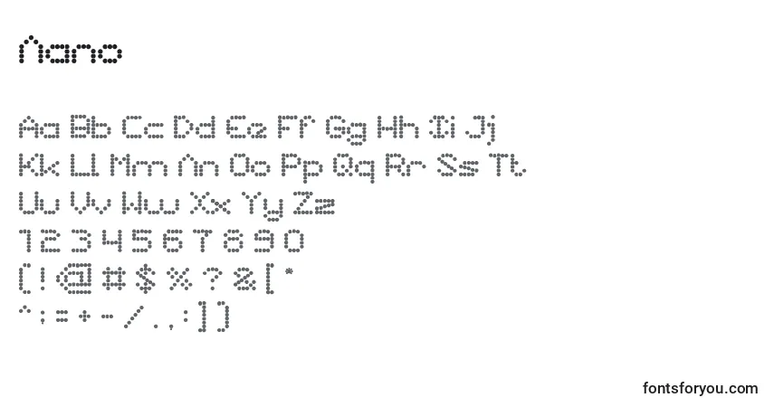 A fonte Nano (102319) – alfabeto, números, caracteres especiais