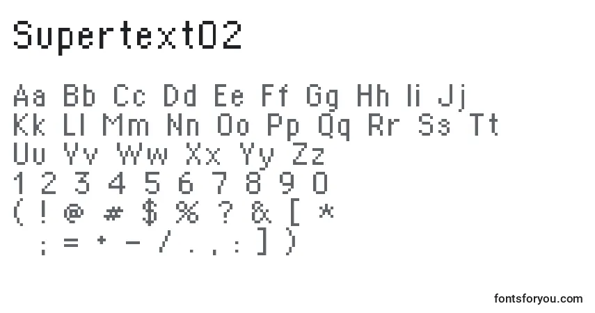 Czcionka Supertext02 – alfabet, cyfry, specjalne znaki