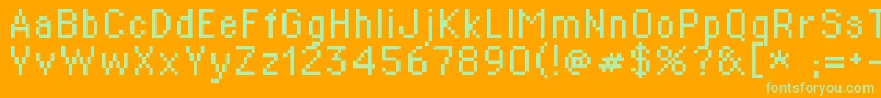 Supertext02-Schriftart – Grüne Schriften auf orangefarbenem Hintergrund