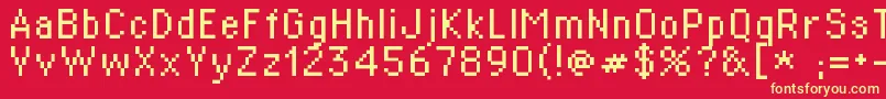 Supertext02 Font – Yellow Fonts on Red Background