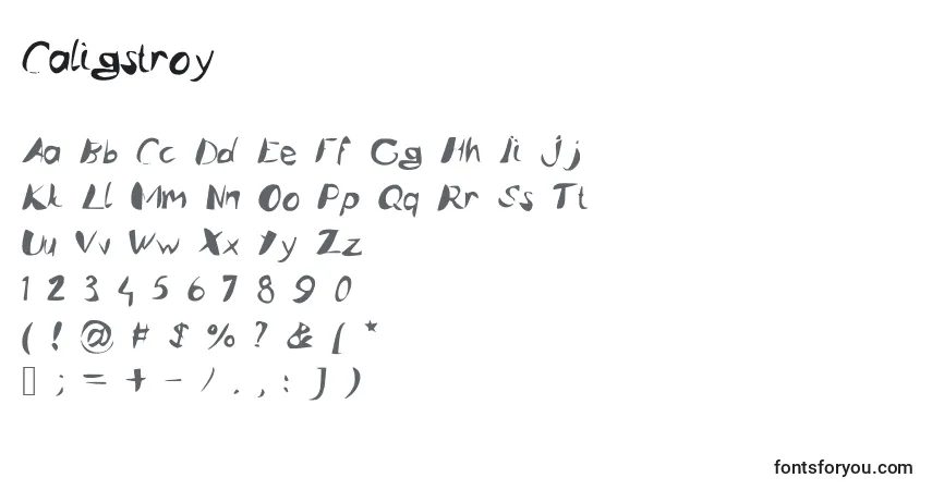 Schriftart Caligstroy – Alphabet, Zahlen, spezielle Symbole