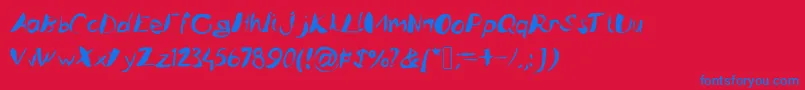 Caligstroy Font – Blue Fonts on Red Background