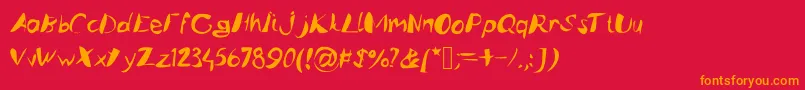 フォントCaligstroy – 赤い背景にオレンジの文字