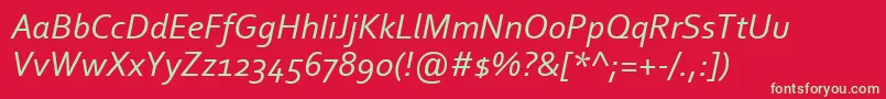 CorbelItalic-fontti – vihreät fontit punaisella taustalla