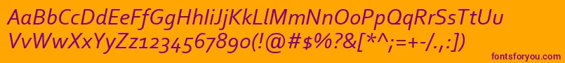 CorbelItalic-Schriftart – Violette Schriften auf orangefarbenem Hintergrund