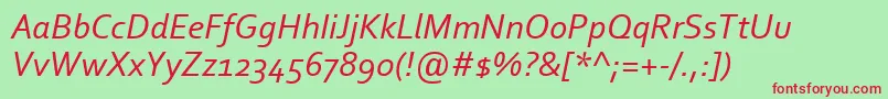 Czcionka CorbelItalic – czerwone czcionki na zielonym tle
