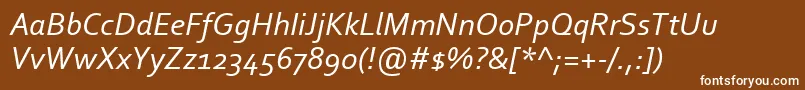 Fonte CorbelItalic – fontes brancas em um fundo marrom