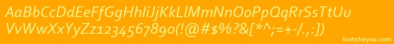 CorbelItalic-Schriftart – Gelbe Schriften auf orangefarbenem Hintergrund