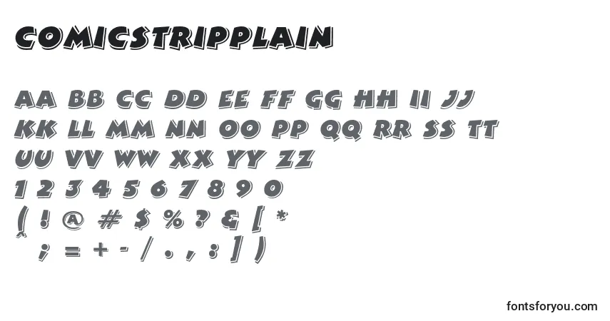 Czcionka Comicstripplain – alfabet, cyfry, specjalne znaki
