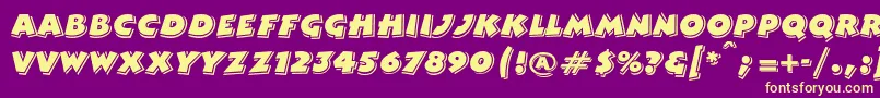 Comicstripplainフォントについての詳細 フォントComicstripplain – 紫の背景に黄色のフォント
