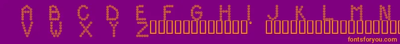 Hooters-Schriftart – Orangefarbene Schriften auf violettem Hintergrund