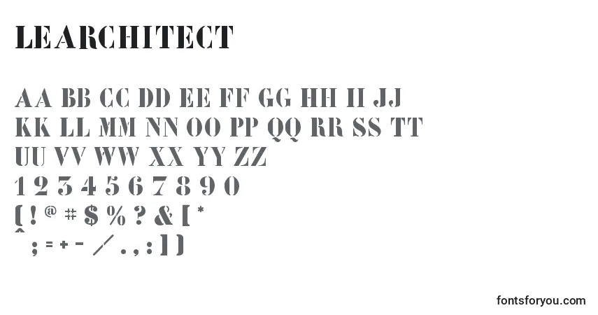 Learchitect-fontti – aakkoset, numerot, erikoismerkit
