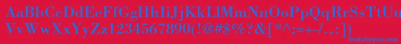 Bodonistd Font – Blue Fonts on Red Background