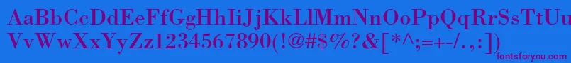 Bodonistd Font – Purple Fonts on Blue Background