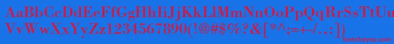 Bodonistd Font – Red Fonts on Blue Background