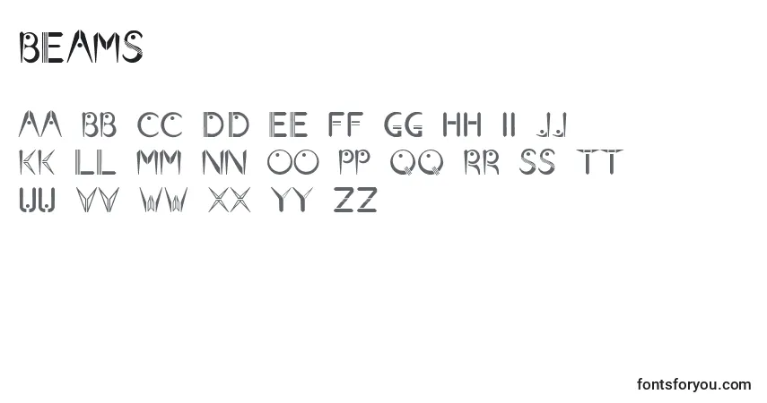 A fonte Beams – alfabeto, números, caracteres especiais